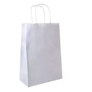 Sacchetti sos con manici  90 g/m2 32+16x43 cm bianco cellulosa (250 unità)