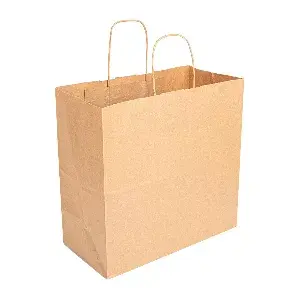 Sacchetti sos con manici  90 g/m2 32+16x31 cm naturale kraft (250 unità)