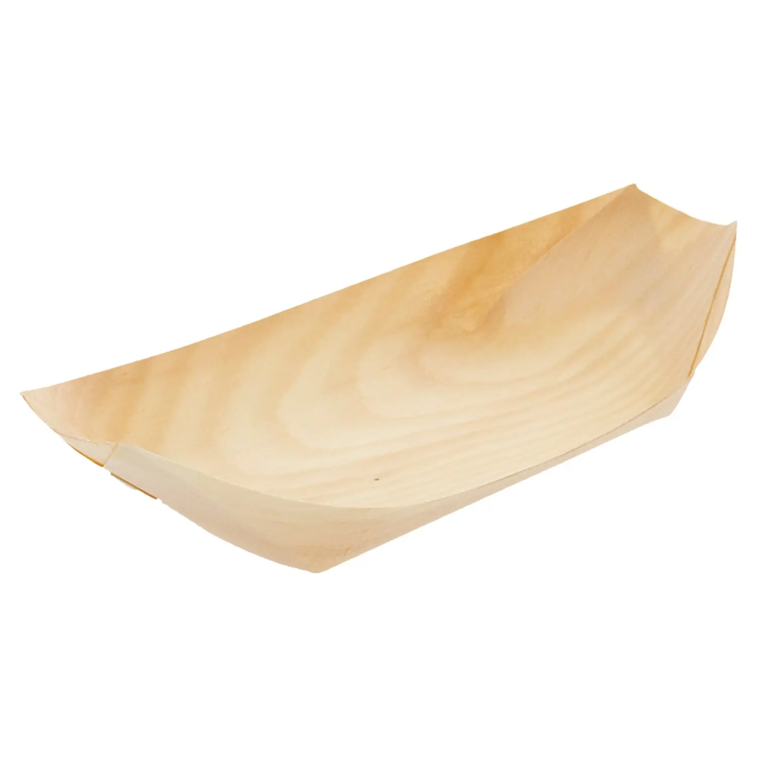 Barchette in foglia di pioppo wood  19,5x10x2,5 cm naturale legno (1000 unità)