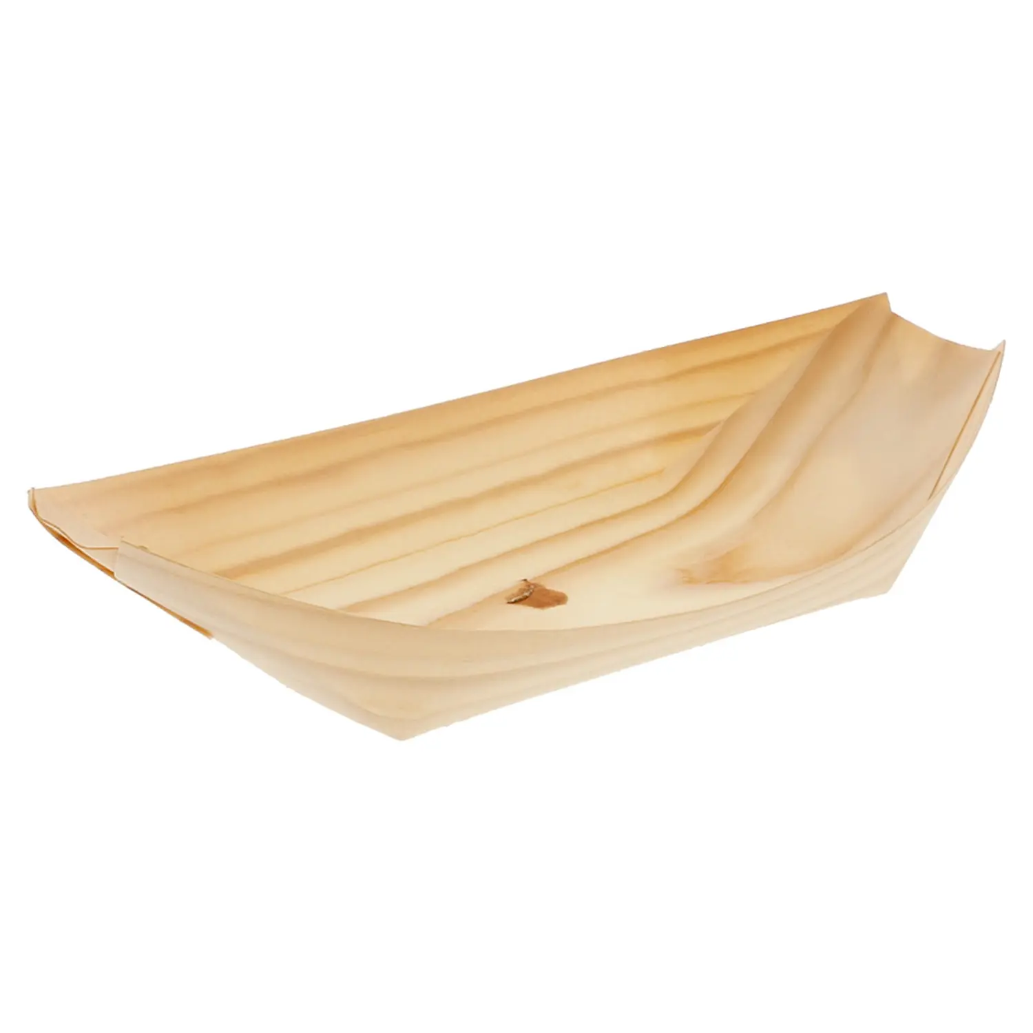 Barchette in foglia di pioppo wood  22,5x11x3 cm naturale legno (1000 unità)
