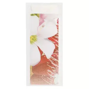 Bolsas cubiertos + servilleta just in time 'flowers' 90 + 10pe g/m2 8,5x19,5 cm blanco airlaid (250 unid.)