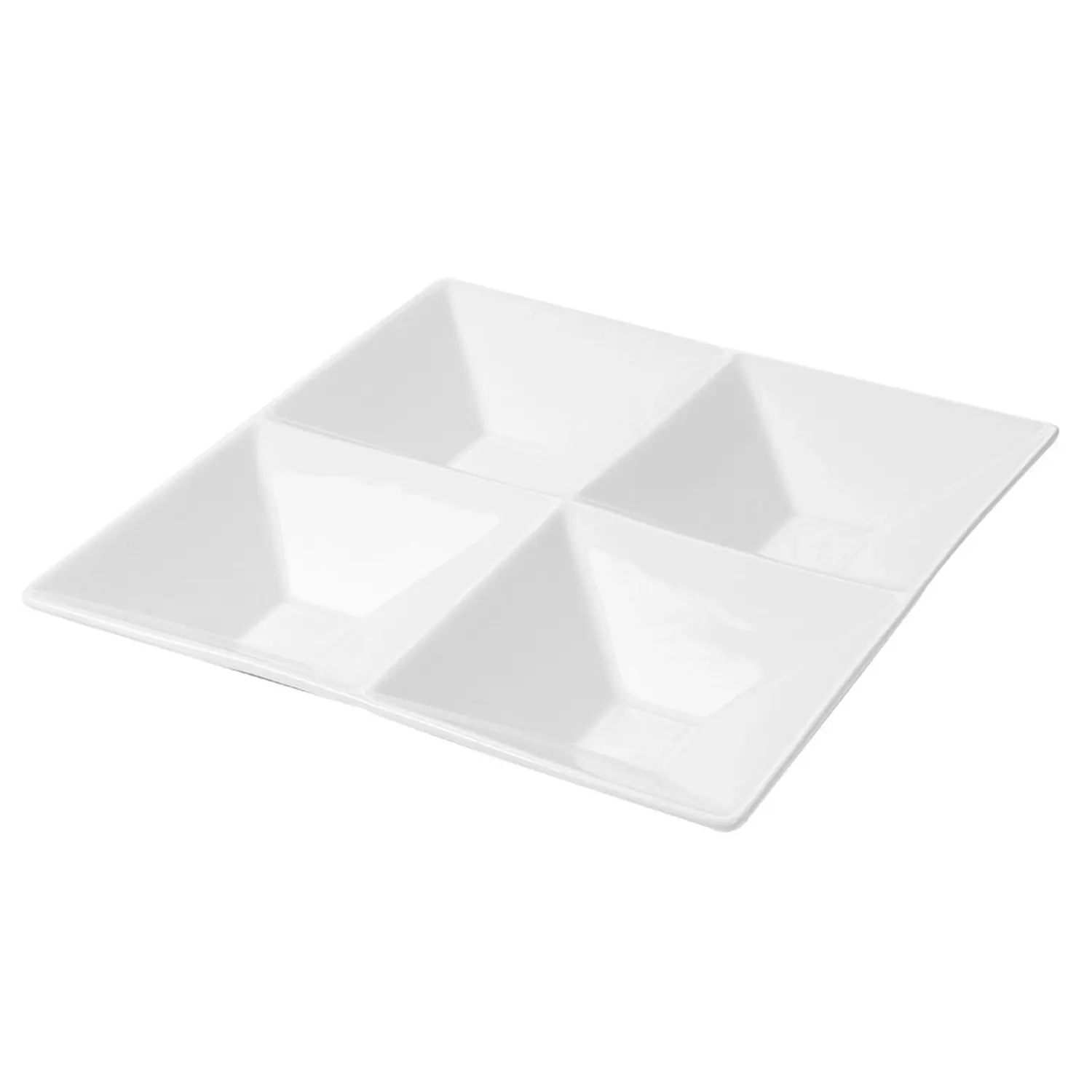 Piatti quadrati 4 scomparti   24x24 cm bianco porcellana (12 unità)