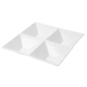 Piatti quadrati 4 scomparti   24x24 cm bianco porcellana (12 unità)