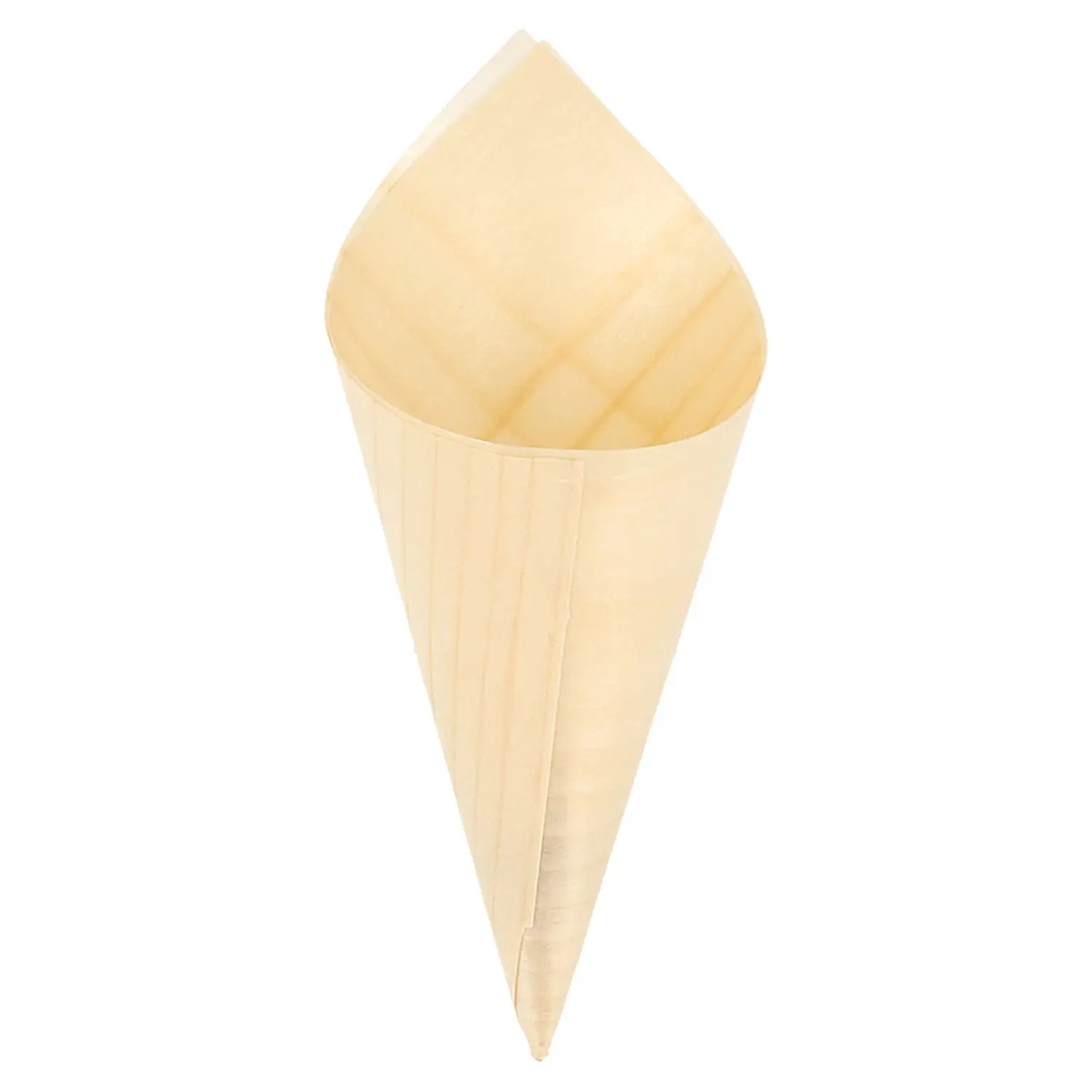 Cono in foglia di pioppo wood  12,5 cm naturale legno (1000 unità)