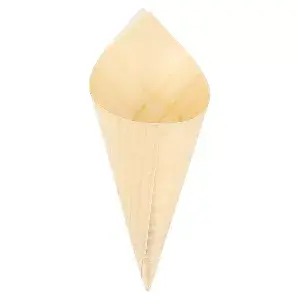 Cono in foglia di pioppo wood  12,5 cm naturale legno (1000 unità)
