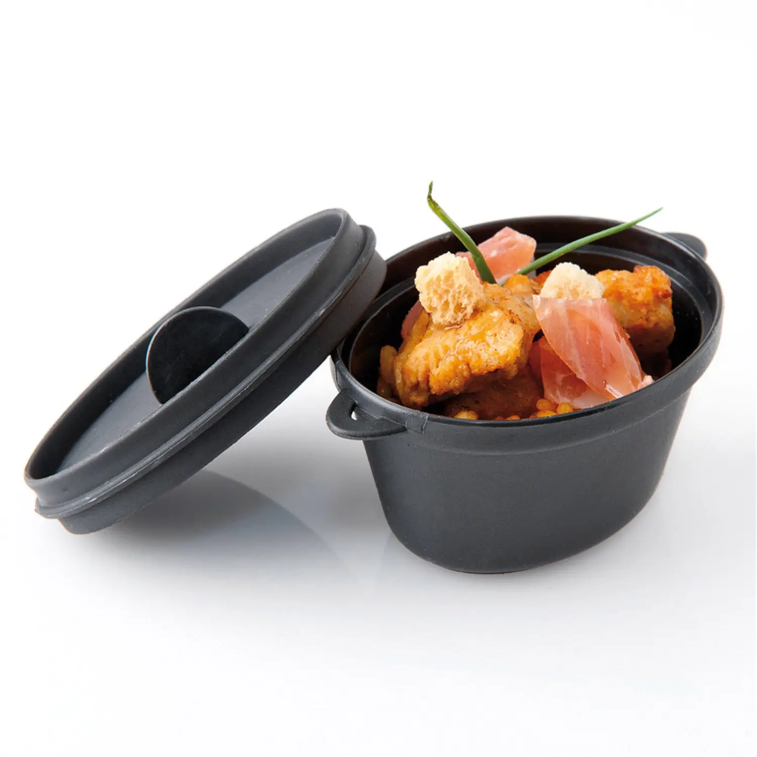 Contenitori aperitivo mini pentola  65 ml 9,1x5,8x4,5 cm nero pp (216 unità)