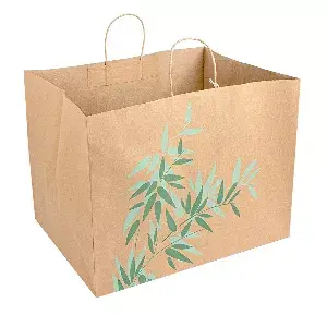 Sacos gourmet com asas feel green  110 g/m2 43+33x33 cm natural kraft (100 unidade)