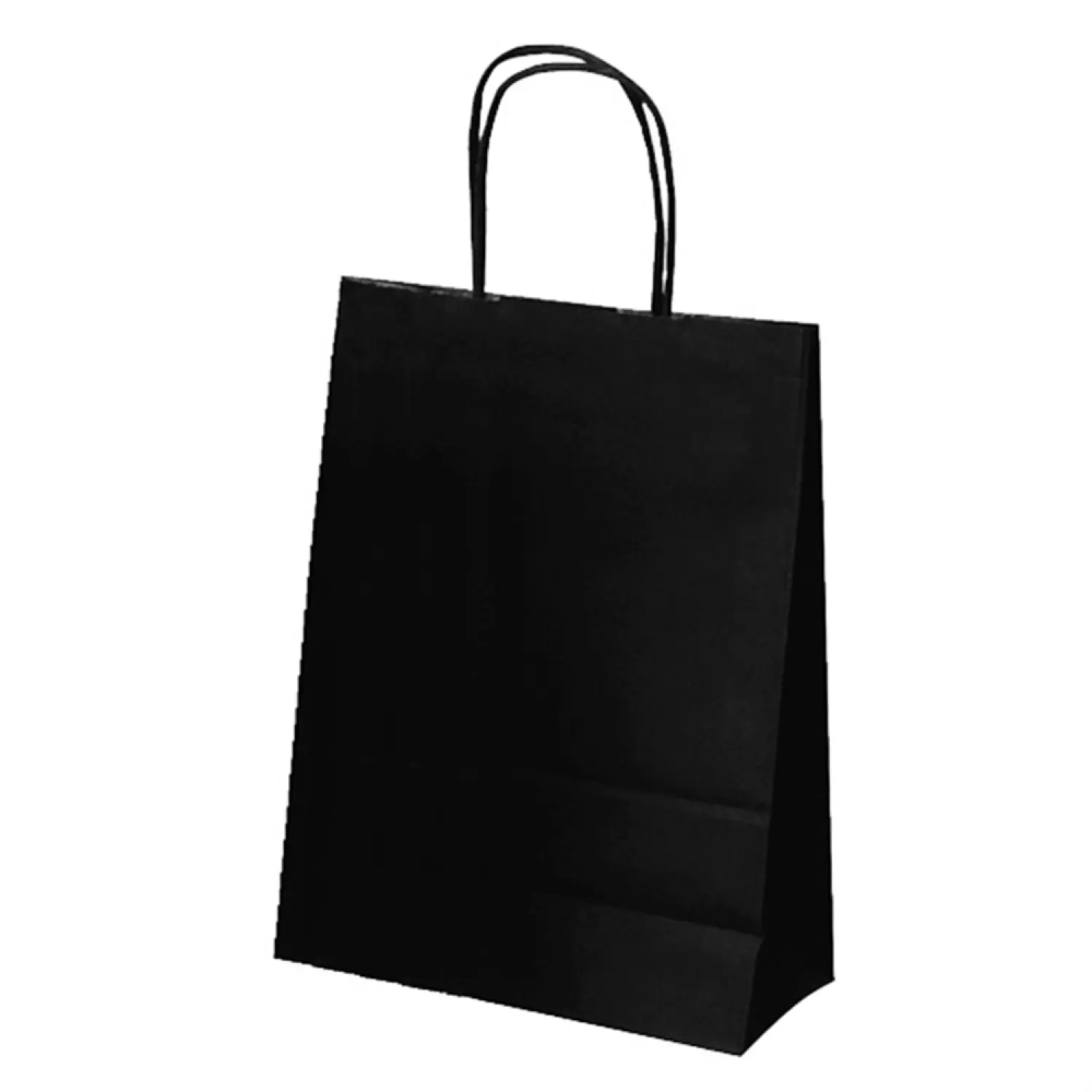 Sacos com asas monocromático  80 g/m2 26+14x32 cm preto kraft (250 unidade)