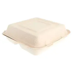 Contenitori 3 scomparti bionic 940 ml 25x25x7,5 cm naturale bagassa (250 unità)