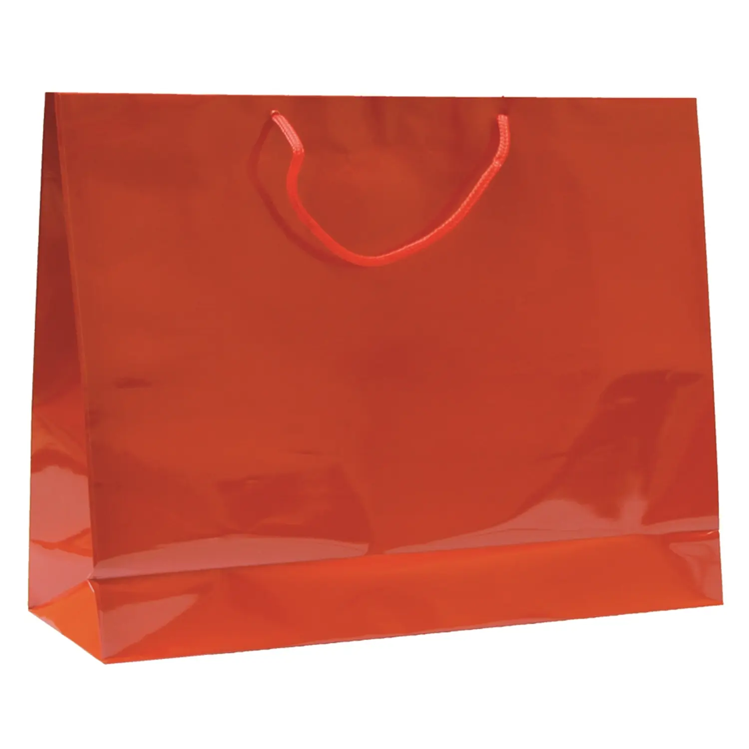 Sacchetti con manici in corda  150 g/m2 40+15x32 cm rosso cellulosa (100 unità)