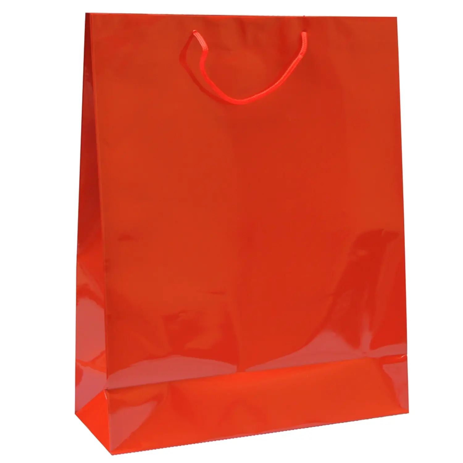 Sacchetti con manici in corda  150 g/m2 40+15x50 cm rosso cellulosa (100 unità)