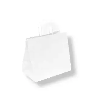 Borse sos traiteur con manici  80 g/m2 26+17x24 cm bianco cellulosa (250 unità)