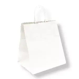 Borse sos traiteur con manici  90 g/m2 26+20x27 cm bianco cellulosa (250 unità)