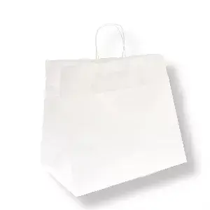 Borse sos traiteur con manici  90 g/m2 32+21x28,5 cm bianco cellulosa (250 unità)