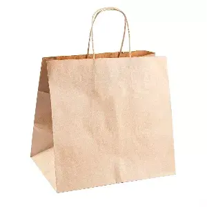 Borse sos traiteur con manici  80 g/m2 26+17x24 cm naturale kraft (250 unità)