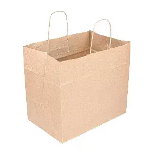 Borse sos traiteur con manici  90 g/m2 32+21x28,5 cm naturale kraft (250 unità)