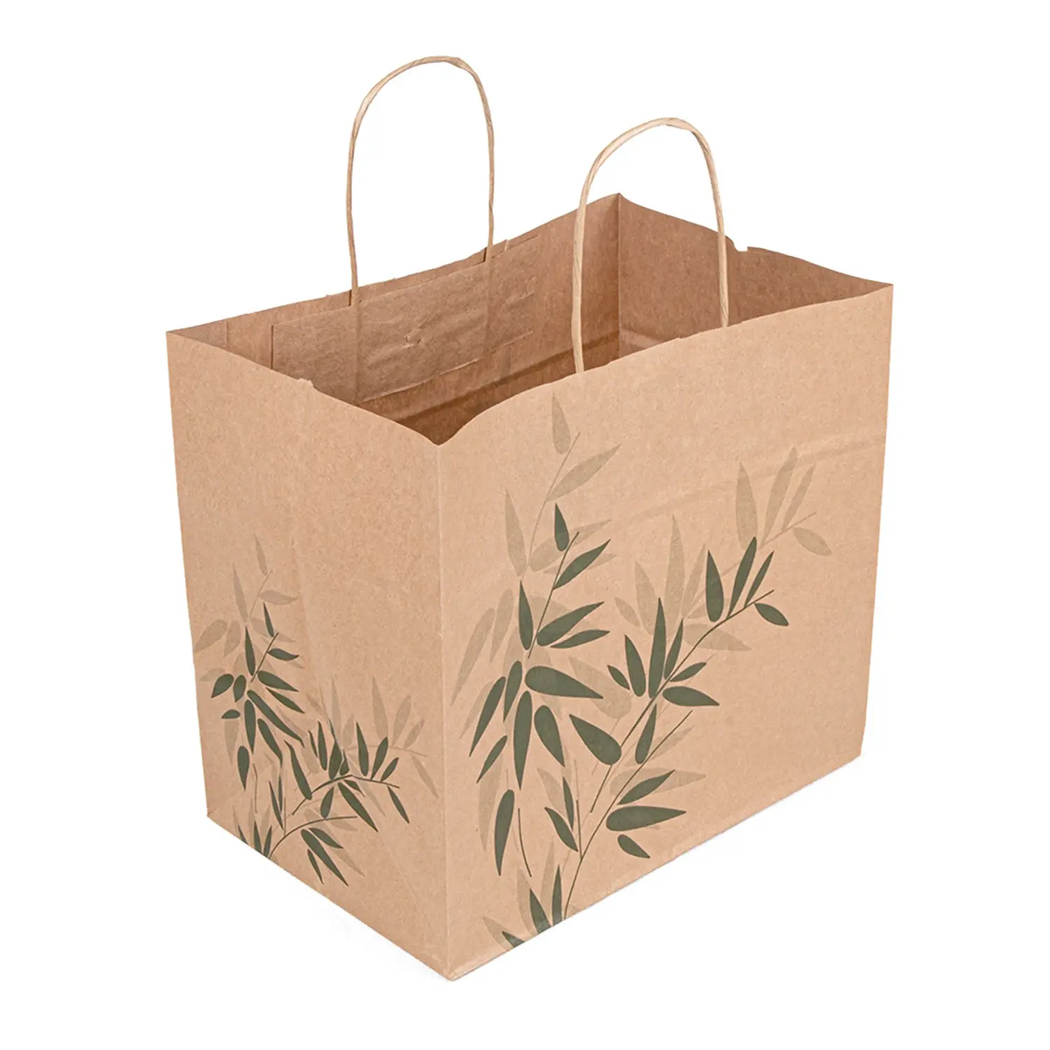 Sacchetti con manici "traiteur" feel green  80 g/m2 26+17x24 cm naturale kraft (250 unità)