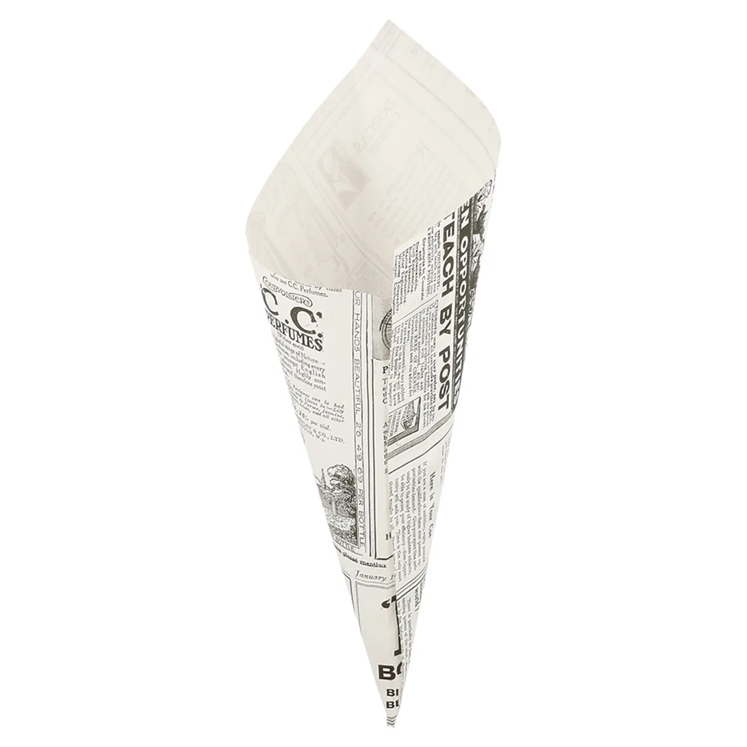 Cones de papel pfas free 'times' 100 g 70 g/m2 24x17 cm branco perg.anti-gordura (2000 unidade)