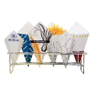 Porta fritti per 6 coni artinox  45x14x10,8 cm argento acciaio inox (1 unità)