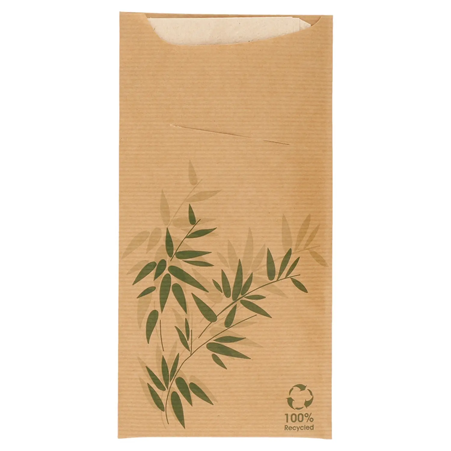 Buste porta posate + tovagliolo just in time  80 + 10pe g/m2 11,2x22,5 cm naturale kraft a costine (400 unità)