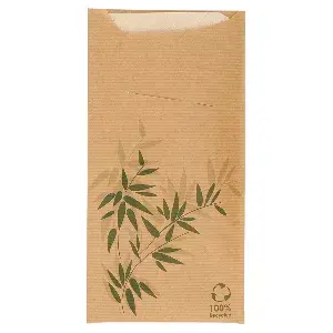 Buste porta posate + tovagliolo just in time  80 + 10pe g/m2 11,2x22,5 cm naturale kraft a costine (400 unità)