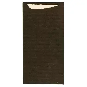 Buste portaposate + tovagliolo just in time  80 + 10pe g/m2 11,2x22,5 cm nero kraft a costine (400 unità)