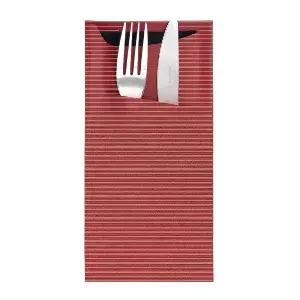 Buste portaposate + tovagliolo just in time  80 + 10pe g/m2 11,2x22,5 cm bordeaux kraft a costine (400 unità)
