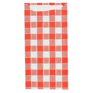 Buste portaposate + tovagliolo just in time 'vichy-red' 90 + 10pe g/m2 11,2x22,5 cm bianco cellulosa (400 unità)