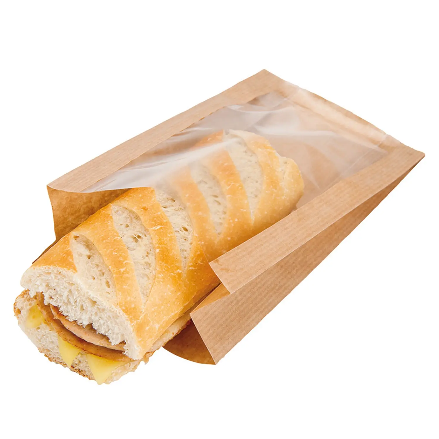 Sacchetti con finestra  50 g/m2 + 15 pp 11+5x21 cm naturale kraft (100 unità)