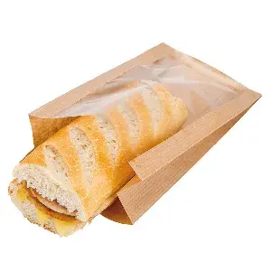 Sacchetti con finestra  50 g/m2 + 15 pp 11+5x21 cm naturale kraft (100 unità)