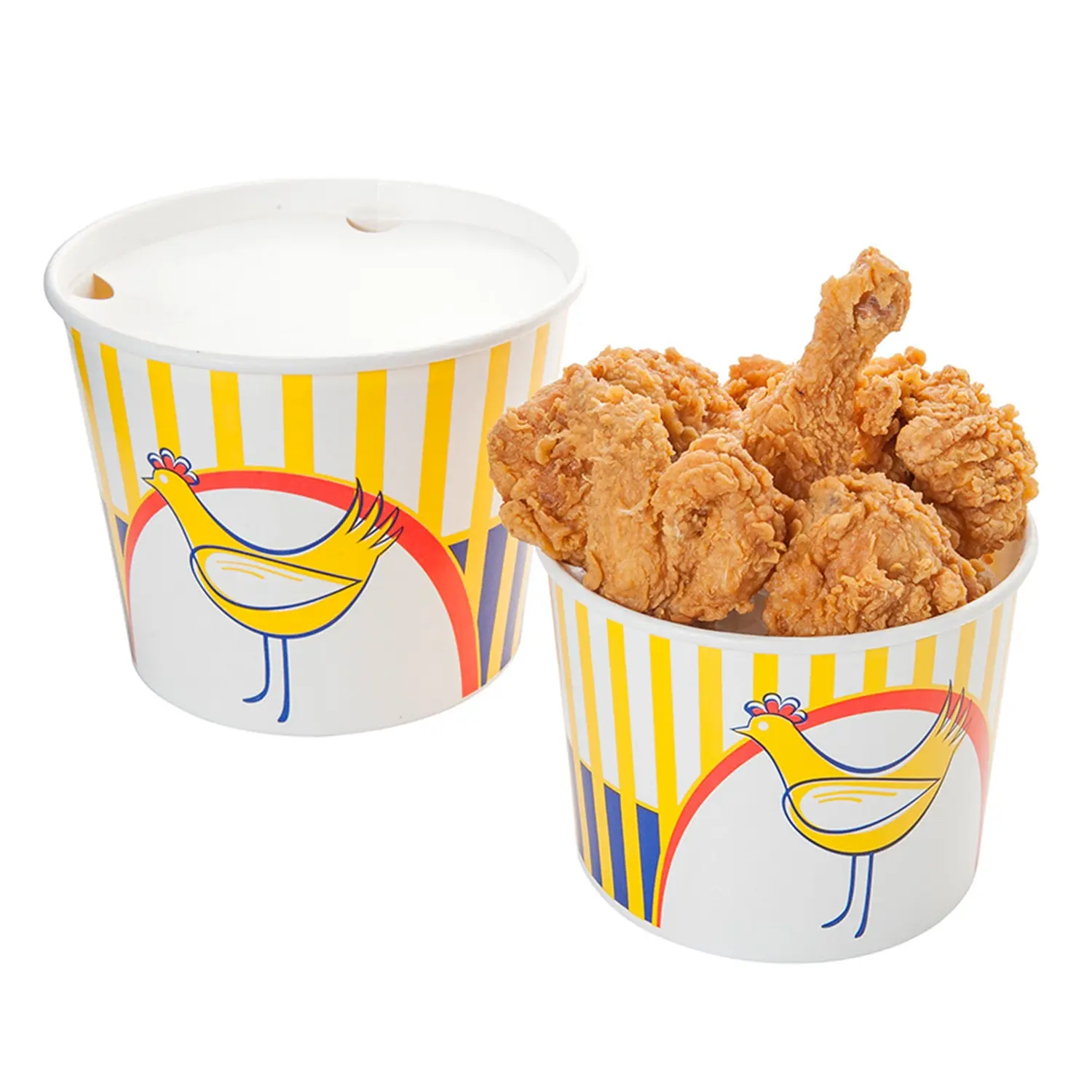 Contenitori per pollo + coperchio  2550 ml 15pe + 380 + 18pe g/m2 ø 18,9/14,7x14,5 cm bianco cartone (300 unità)