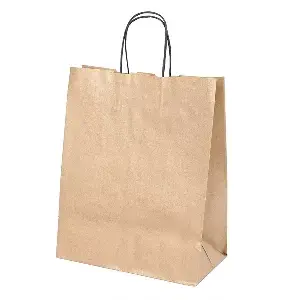 Sacchetti sos con manici.  80 gr/m2 26+14x32 cm oro kraft (250 unità)