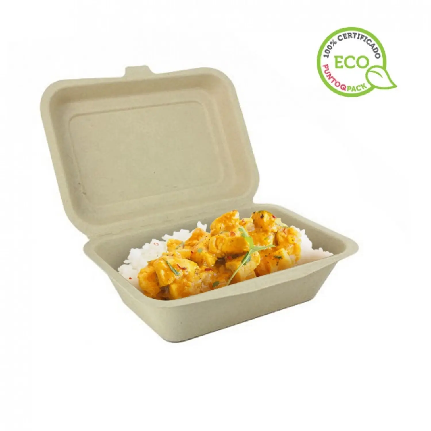 50 Uds. Envase de fibra kraft rectangulares con tapa (600cc) | Ref: 181UB001C