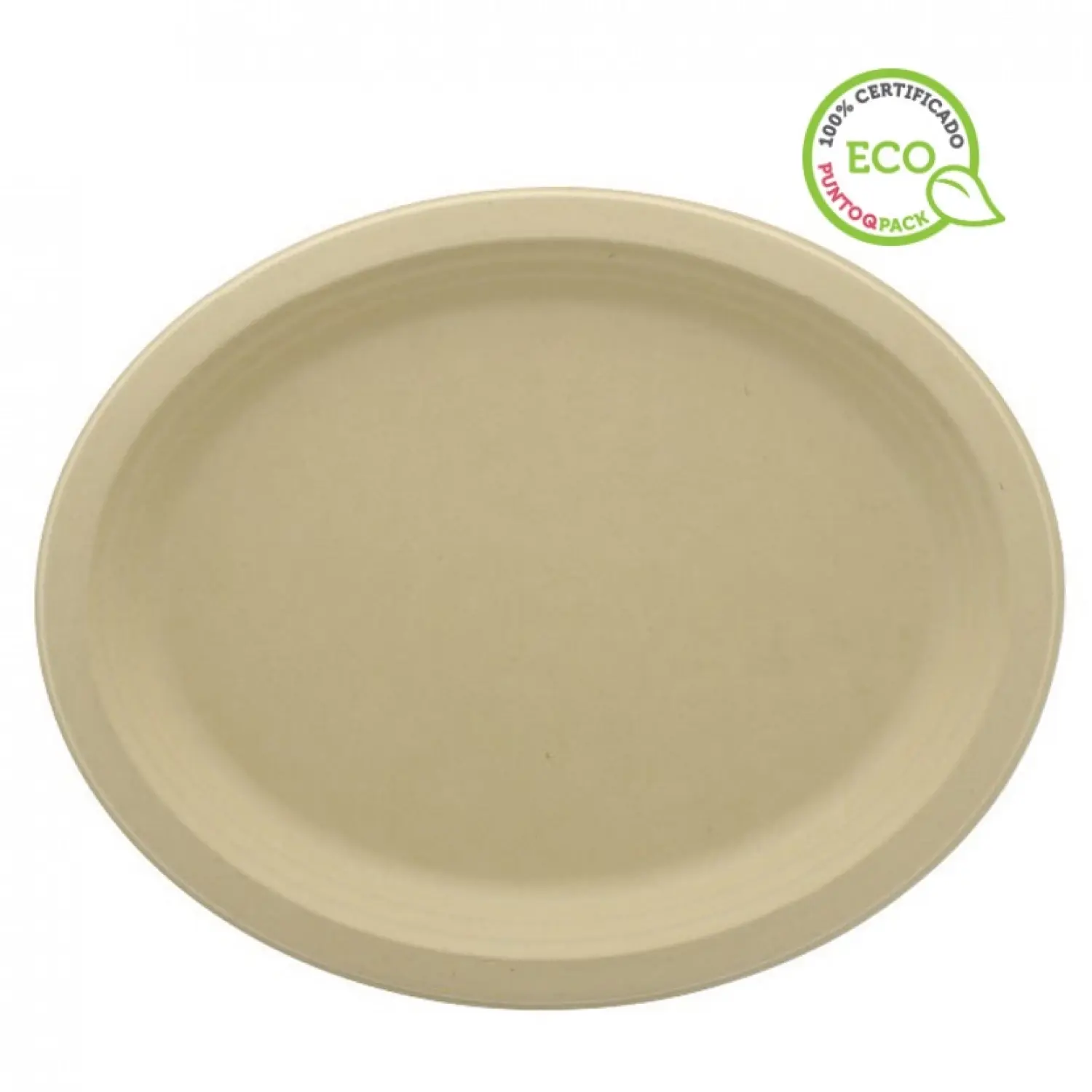 50 unidades. Prato ovalado de fibra de cana cor kraft (32x26cm) | Ref: 181UP030C