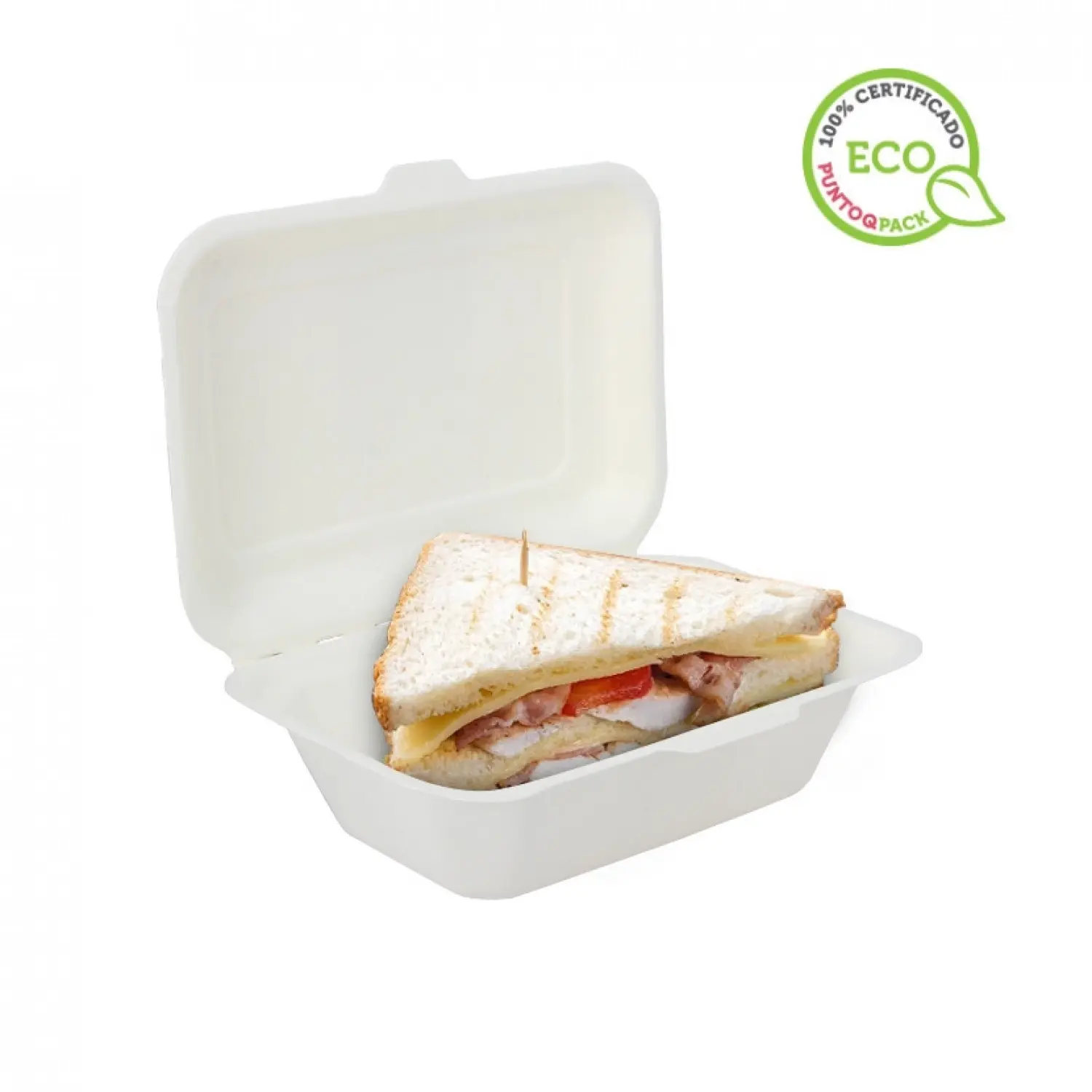 50 Uds. Envases de fibra blancos rectangulares con tapa (600cc) | Ref: 181WHUB001C
