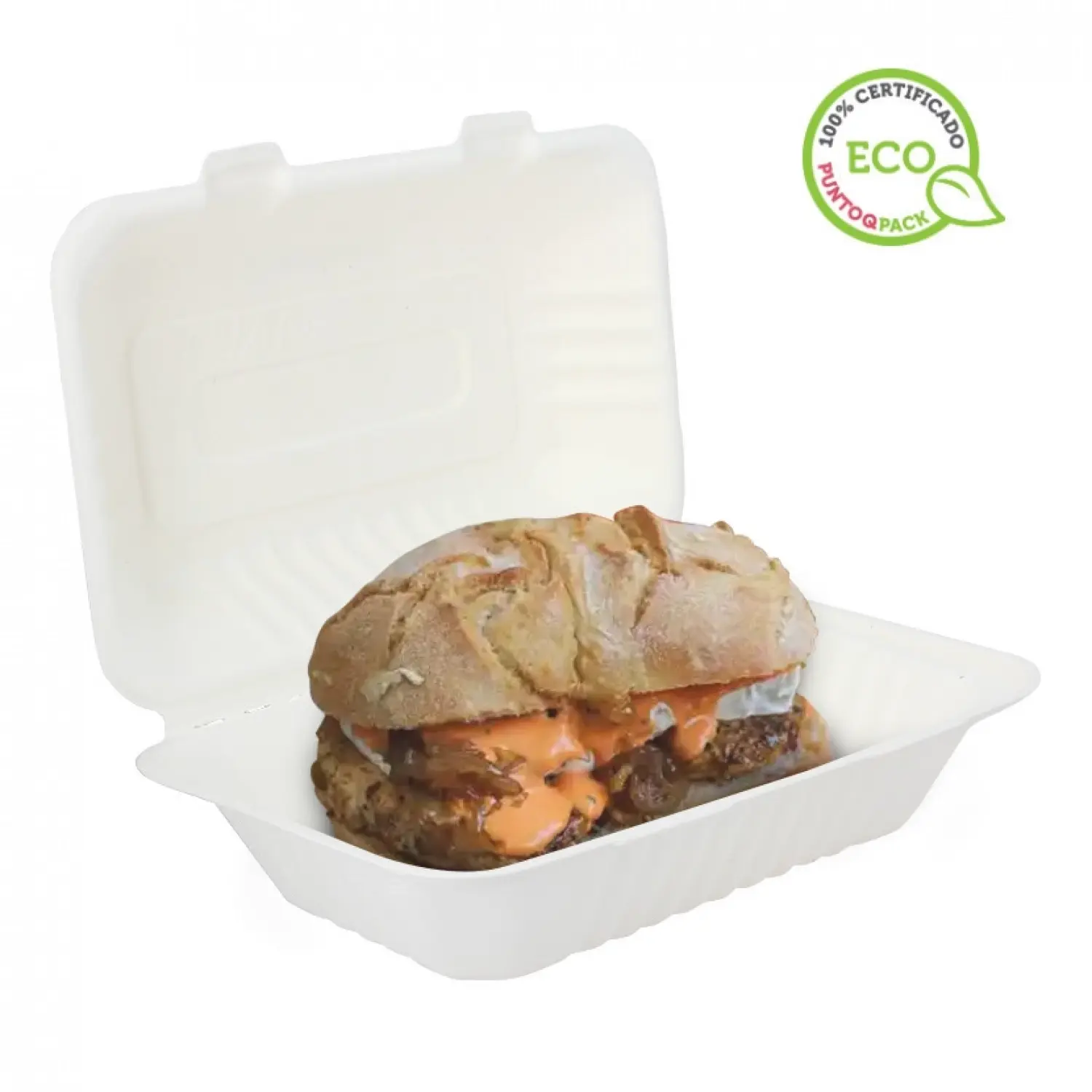 50 Uds. Envase de fibra rectangular blanco con tapa (1000cc) | Ref: 181WHUB029C