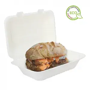 50 Uds. Envase de fibra rectangular blanco con tapa (1000cc) | Ref: 181WHUB029C