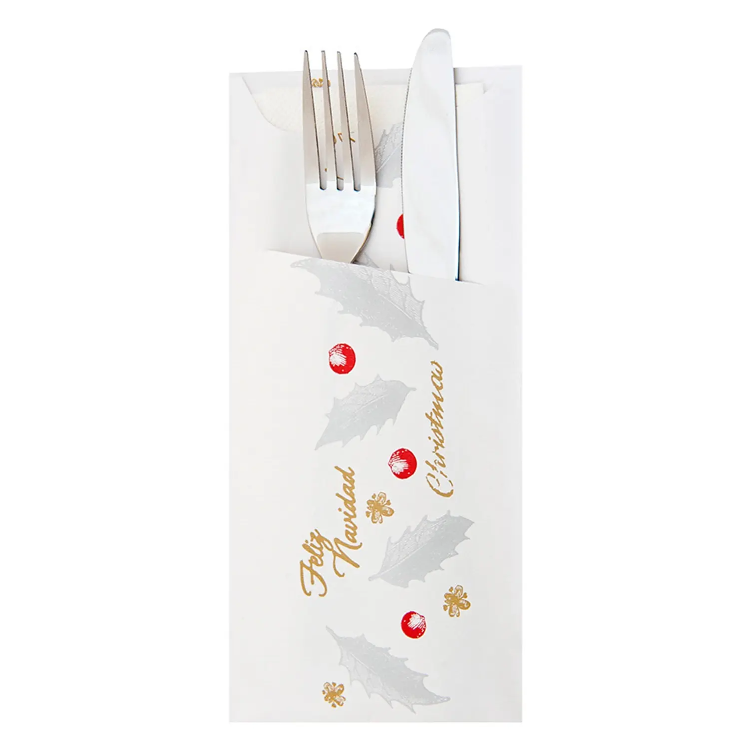 Busta per posate+ tovagliolo bianco 'noël'  90 g/m2 33 x 40 cm bianco cellulosa (250 unità)