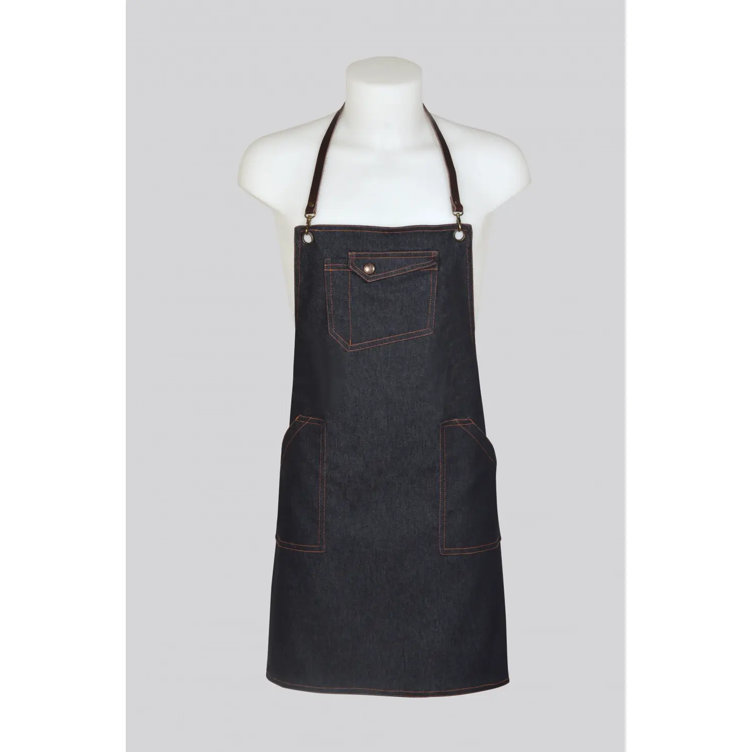 Delantal peto denim cintas piel