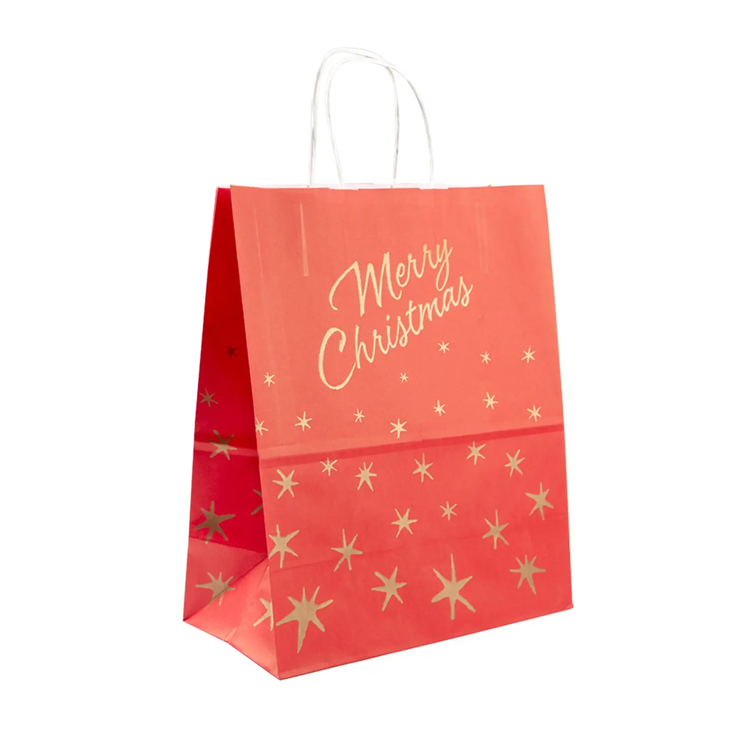 Sacchetti sos con manici 'merry christmas' 80 gr/m2 20+10x29 cm rosso cellulosa (250 unità)
