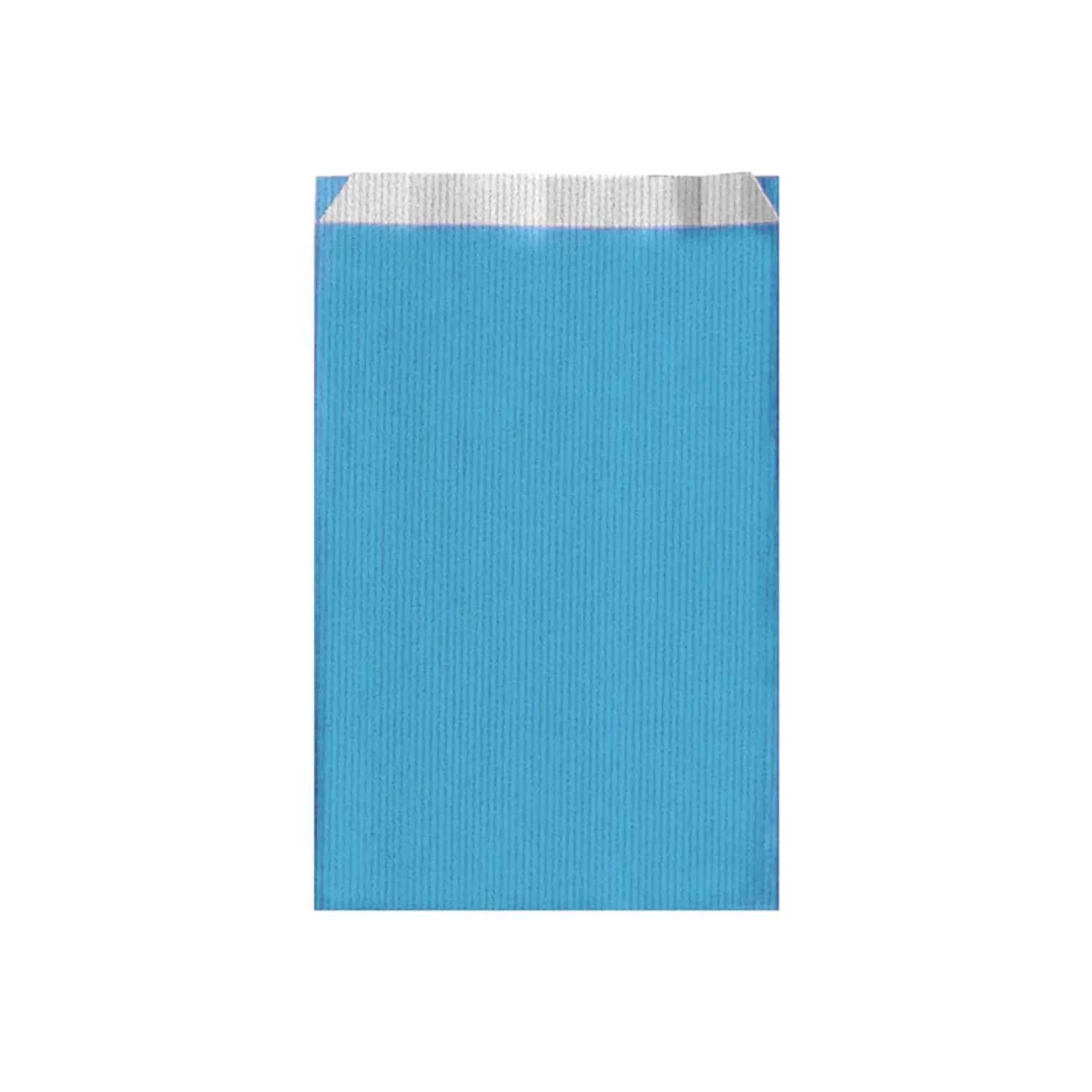 Sacchetti piani  60 g/m2 12+5x18 cm blu turchese cellulosa (250 unità)
