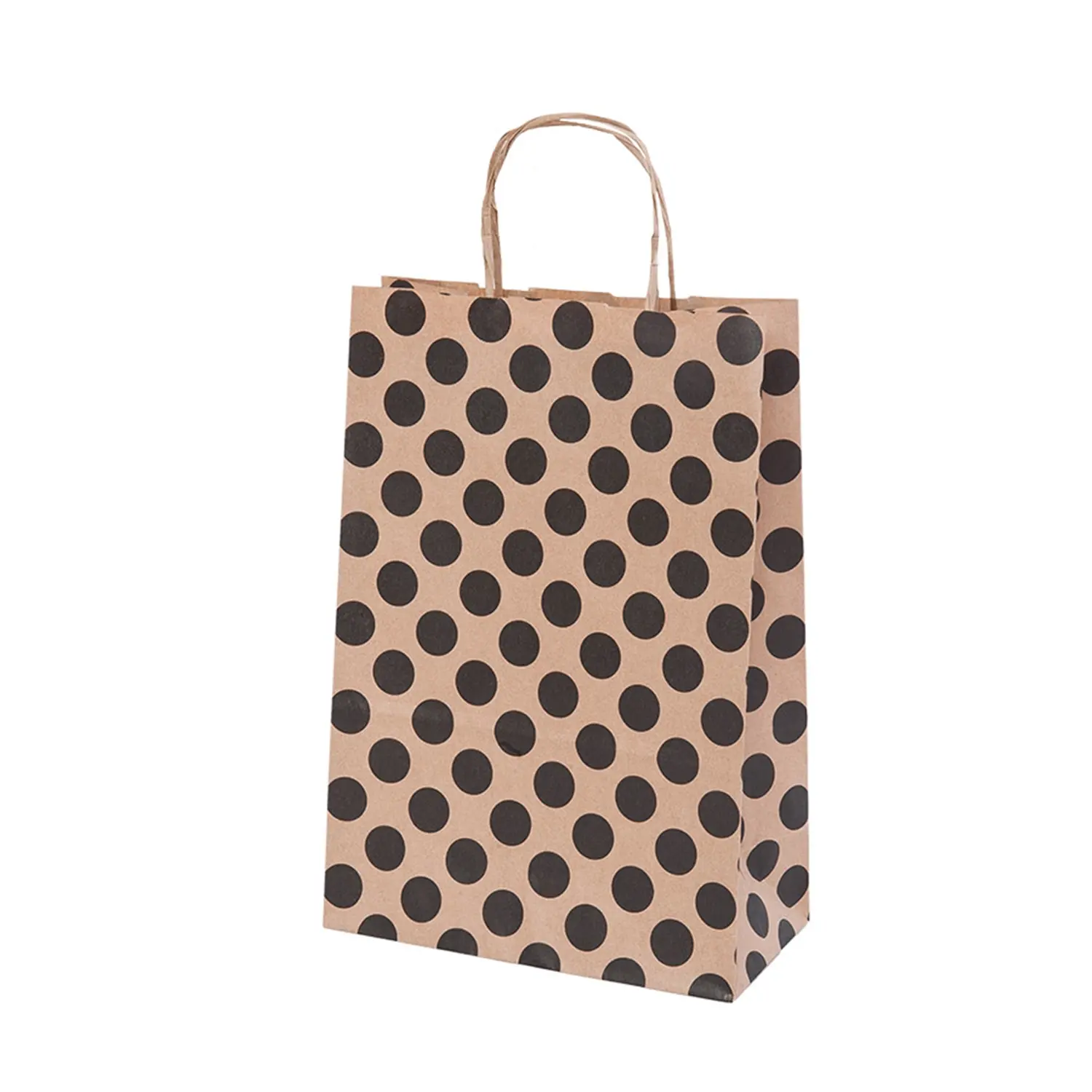 Sacchetti sos con manici 'polka dots' 80 g/m2 20+10x29 cm naturale kraft (250 unità)