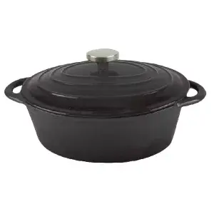 Cocotte ovale con coperchio  4500 ml 30,5(37,5)x23x11,5 cm nero ferro (2 unità)