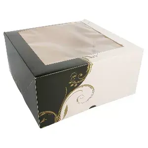 Caixa para pastelaria com janela thepack 'classic'  24x24x12 cm branco cartão nano-micro+opp (50 unidade)