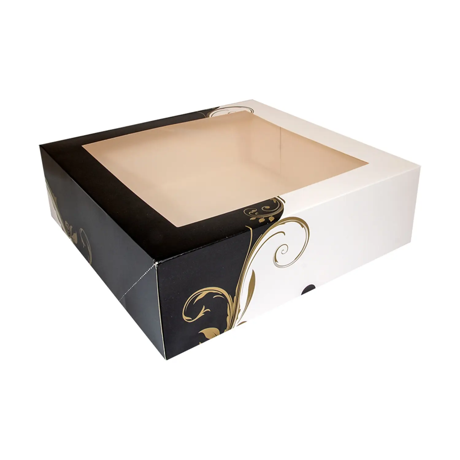 Scatole per pasticceria con finestra thepack 'classic'  32x32x10 cm bianco cartone nano-micro+opp (100 unità)