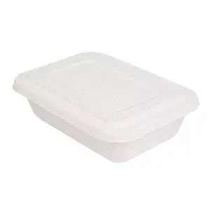 Vassoi + coperchio bionic 800 ml 19,3x13,5x5 cm bianco bagassa (400 unità)