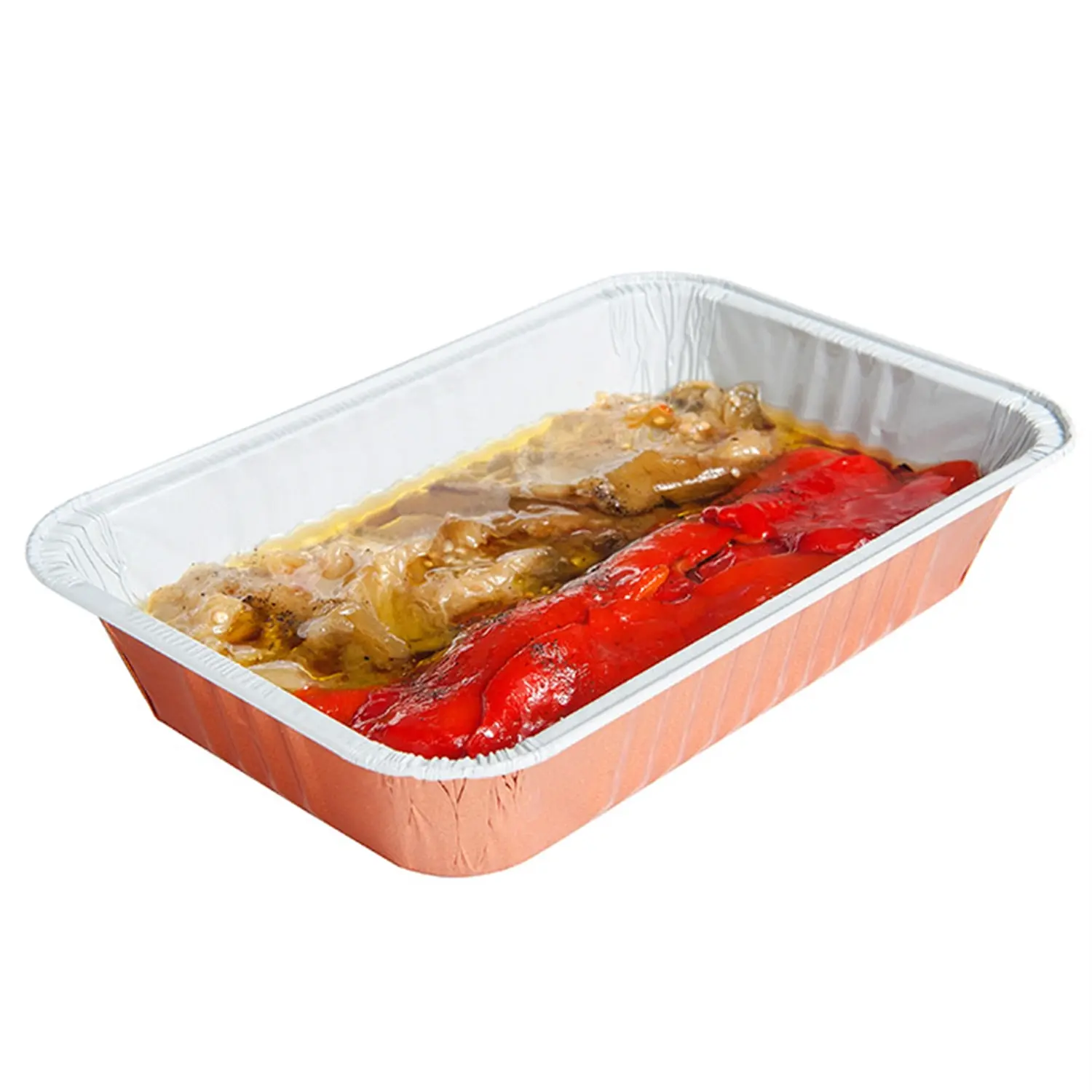 Contenitori laccati  800 ml 21x14x3,8 cm rame alluminio (100 unità)