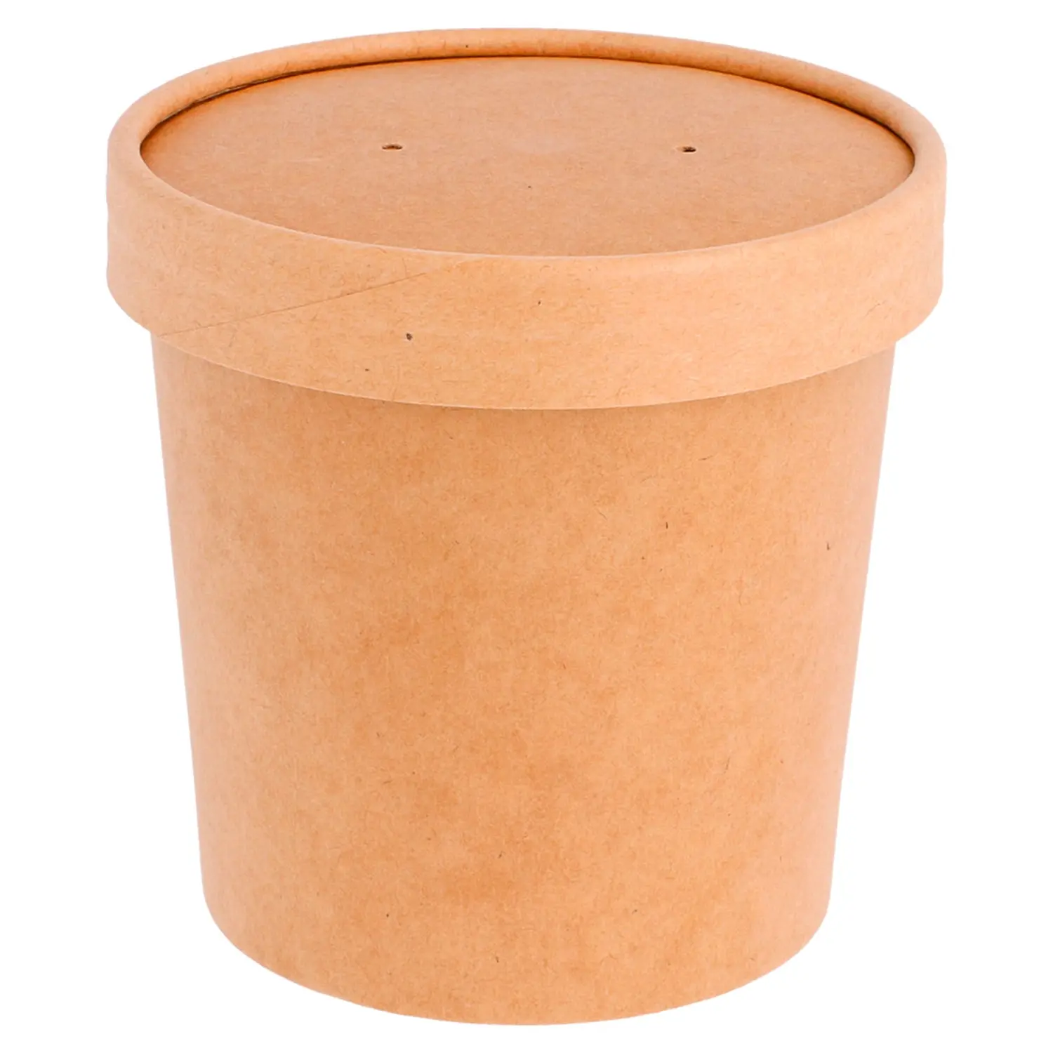 Tarrinas + tapas  360 ml - 12 oz 300 + 18 pe g/m2 ø 9/7,3x8,6 cm natural kraft (250 unid.)