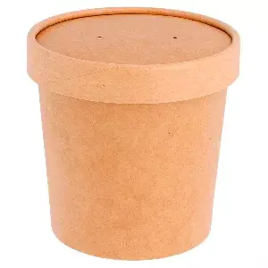 Contenitori con coperchi  360 ml - 12 oz 300 + 18 pe g/m2 ø 9/7,3x8,6 cm naturale kraft (250 unità)