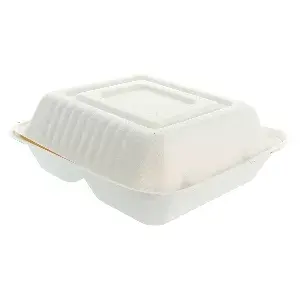 Conchas "m" 3 compart. bionic 800 ml 20x20x7,5 cm blanco bagazo (200 unid.)